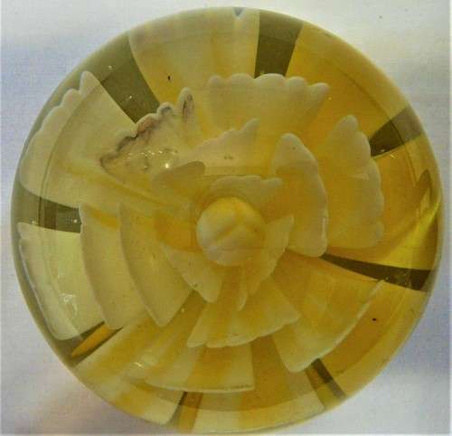 The Yellow Flower - A Very Pretty Glass Paperweight