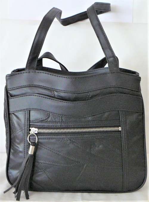 A Black Genuine Leather Handbag by Nathalie Andersen