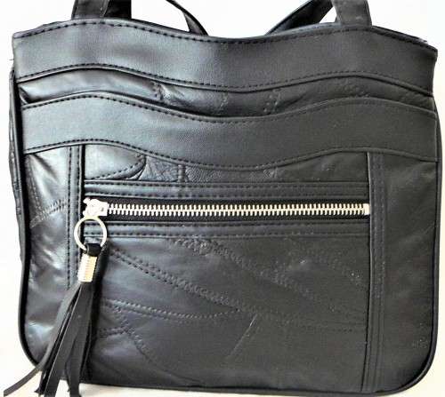 A Black Genuine Leather Handbag by Nathalie Andersen