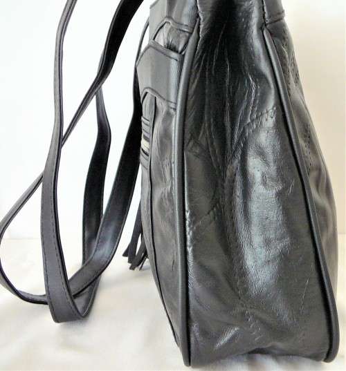 A Black Genuine Leather Handbag by Nathalie Andersen