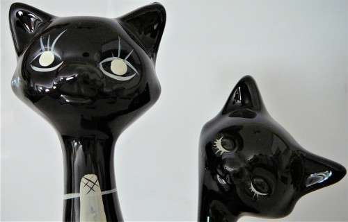 Two Pairs of Porcelain Cats Black and White
