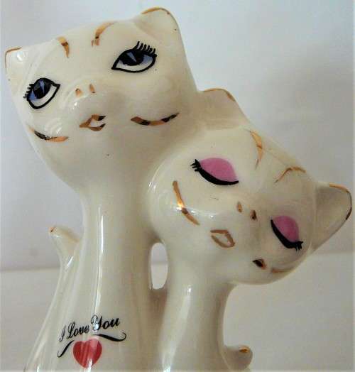 Two Pairs of Porcelain Cats Black and White