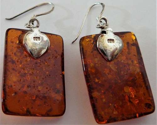 A Charmin Pair of Amber Earrings set in Sterling Silver