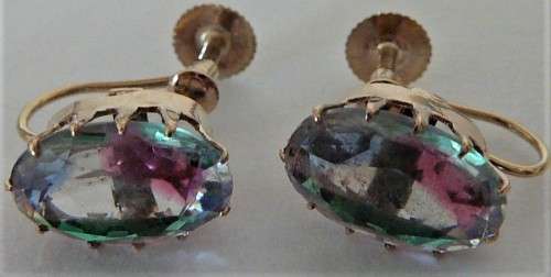 A Beautiful Pair of Antique Rhinestone Earrings set in 9 ct Gold