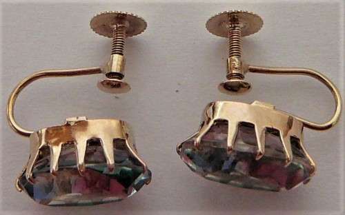 A Beautiful Pair of Antique Rhinestone Earrings set in 9 ct Gold