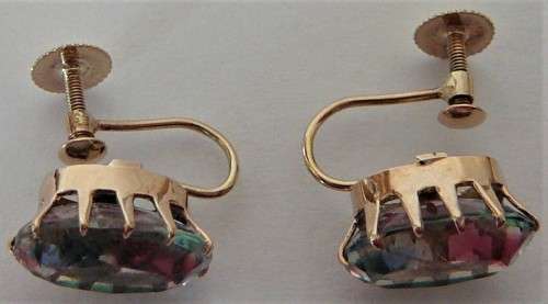 A Beautiful Pair of Antique Rhinestone Earrings set in 9 ct Gold