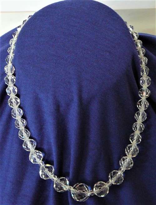 A Handcrafted Necklace of Multi Faceted Crystal\Glass Beads
