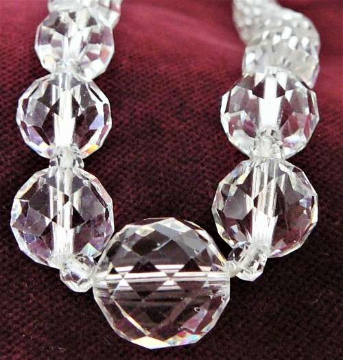 A Handcrafted Necklace of Multi Faceted Crystal\Glass Beads