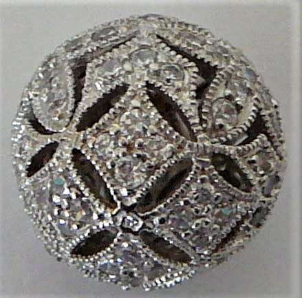 Sparkling Silver Ball Pendant set with Small Cubic Zirconias