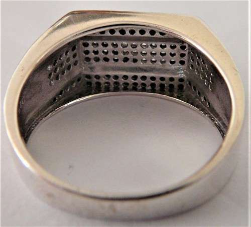 A Gorgeous Sterling Silver Ring set with Black & White CZ's