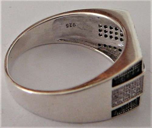 A Gorgeous Sterling Silver Ring set with Black & White CZ's