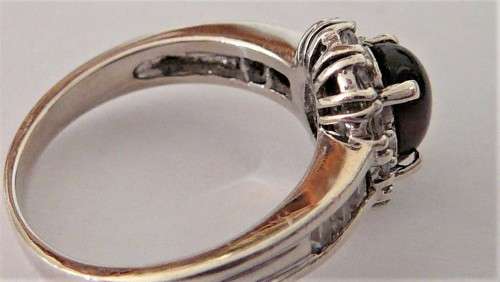 A Stunning Sterling Silver Ring set with a Garnet Coloured CZ