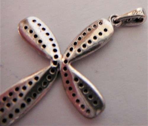 A Very attractive Sterling Silver Cross set with Black and White CZ's
