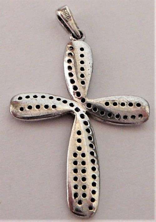 A Very attractive Sterling Silver Cross set with Black and White CZ's