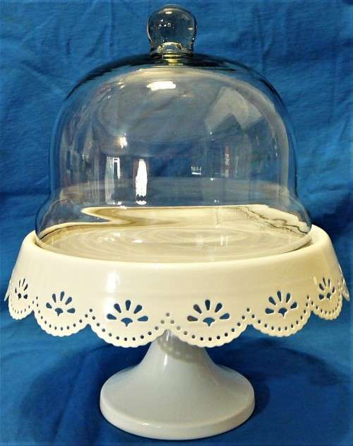 A  Glass Domed Cake Display Stand