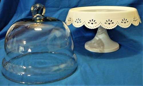 A  Glass Domed Cake Display Stand