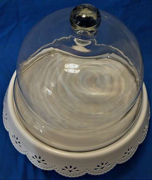 A  Glass Domed Cake Display Stand