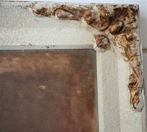 An Antique Moulded Framed Picture of A Home in the Alps