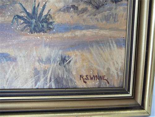 An Old Oil Painting of a Veld Scene by RS Wynne