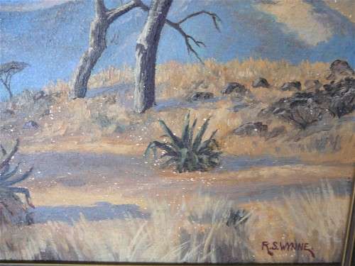 An Old Oil Painting of a Veld Scene by RS Wynne