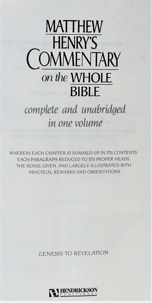 Matthew Henry`s Commentary on The Whole Bible