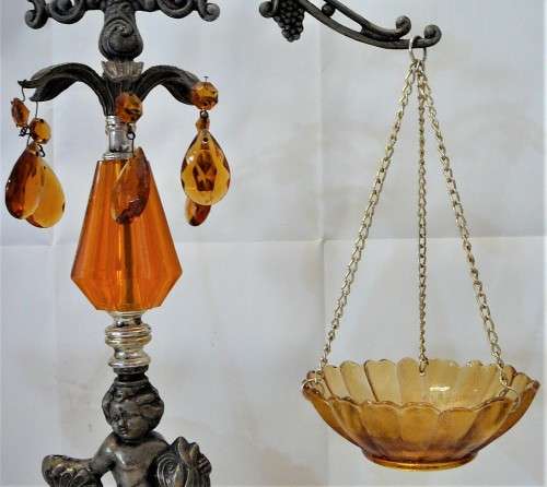 A Vintage Scales of Justice Ornament with Yellow Glass Bowls