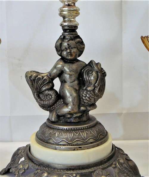 A Vintage Scales of Justice Ornament with Yellow Glass Bowls