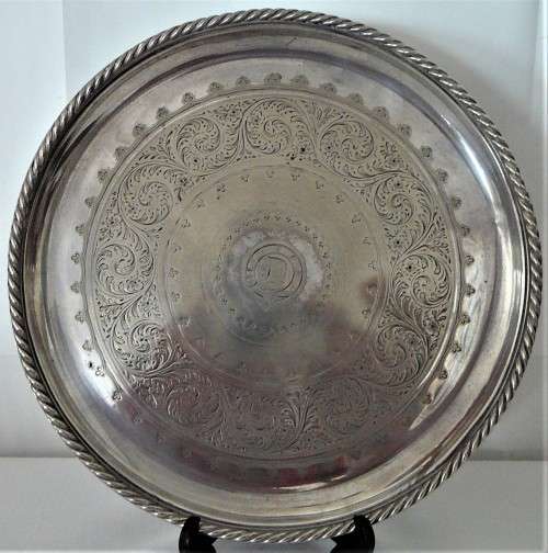 An Antique Elkington Plate Card TrayWaiterSalver c 1881