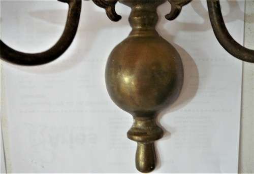 A Pair of Solid Brass Double Arm Wall Sconces