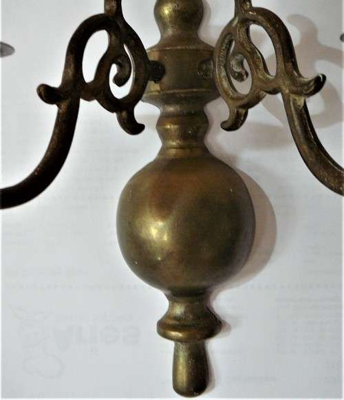 A Pair of Solid Brass Double Arm Wall Sconces