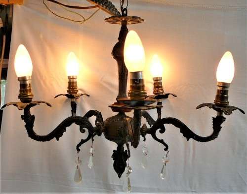 A 5 Branch Brass Chandelier