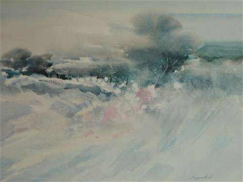 An Original Water Colour Painting by Peter Hall- The Countyside