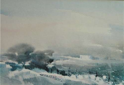 An Original Water Colour Painting by Peter Hall- The Countyside