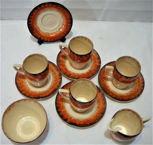 A Vintage Clarice Cliff 10 Piece Coffee set of the Lynton Shape