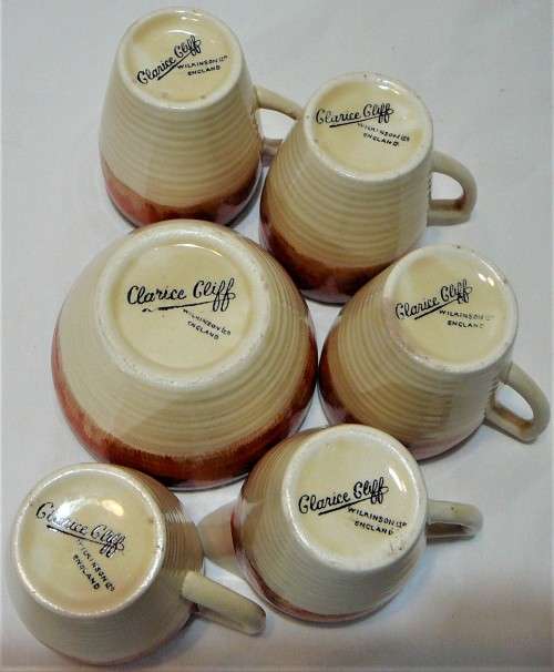 A Vintage Clarice Cliff 10 Piece Coffee set of the Lynton Shape