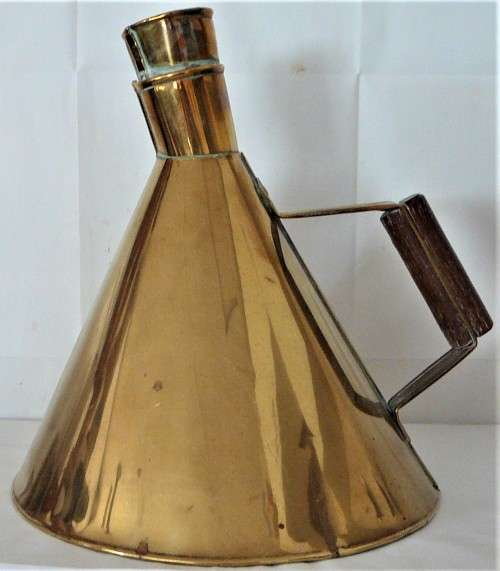 Antique Wooden Handled Brass Whistling Kettle