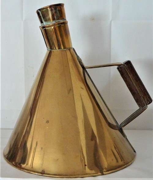 Antique Wooden Handled Brass Whistling Kettle