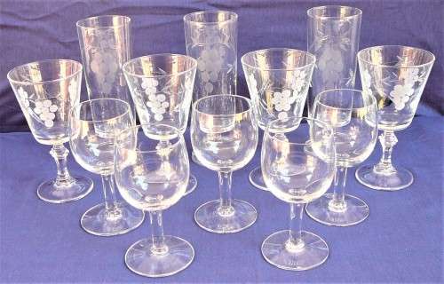 A Mixture of 12 Cut Glass Stemware