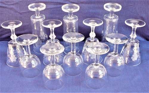 A Mixture of 12 Cut Glass Stemware