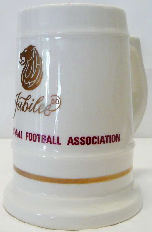 A Porcelain Beer Tankard Celebrating the 50 Year Jubilee of the S. Transvall Football Association