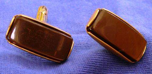 Neat Imitation Brown Stone Cufflinks