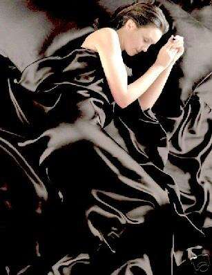 New Black Charmeuse Lingerie Satin Sheet Set Queen BY SCENT-SATION