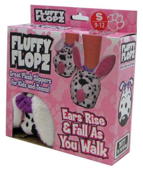 Fluffy Flopz Dotty the Dalmation Plush Slippers for Kids and Teens with Moveable Ears When You Walk