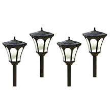 4-Pack Textured Black Solar-Powered LED Path Lights