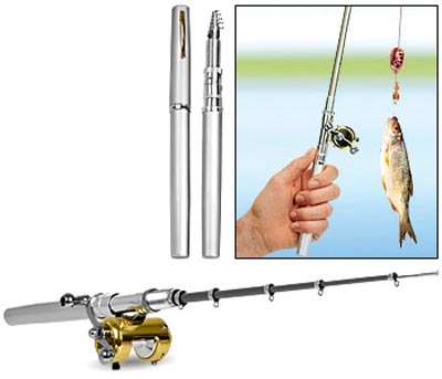 Pocket pen fishing ROD - worlds smallest fishing rod with FREE hooks, weight and reel