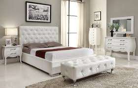 Modern White Crystal Buttoned Storage Ottoman Seat