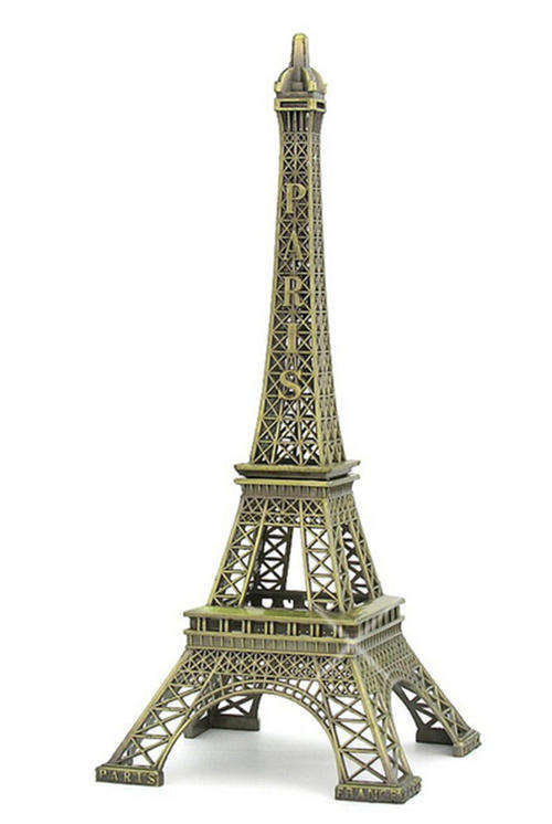 Bronze Tone Paris Eiffel Tower Figurine Statue Vintage Alloy Model Decor 32cm