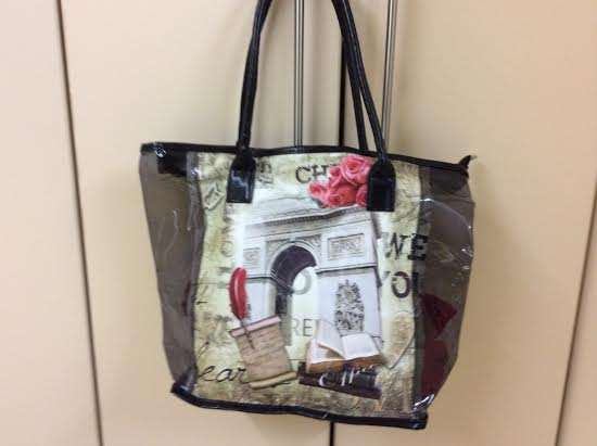 Large Black PARIS See Through Tote