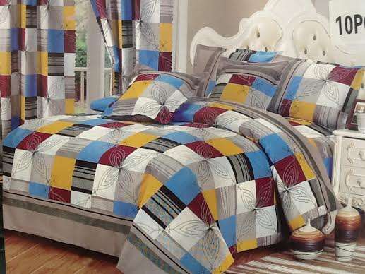 8 PIECE QUEEN SIZE COTTON FEEL DUVET COVER SET