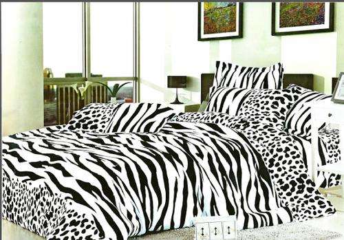 6 Piece Zebra Black & White Design Duvet Cover Set - QUEEN